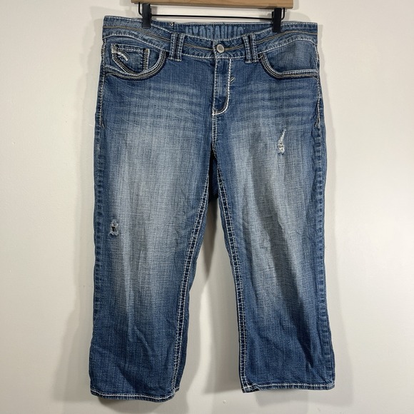 Hydraulic Denim‎ Jeans Capris Women Junior 18 Distressed Pockets - Picture 1 of 6